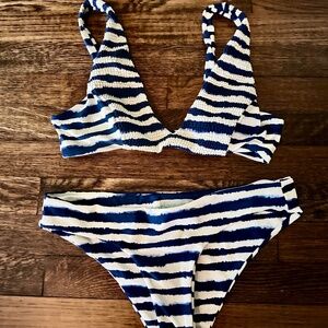 Tori Praver Tie Dye Striped Bikini